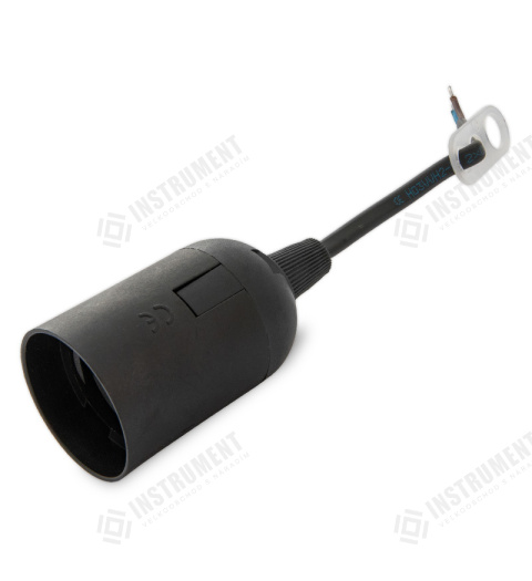 objímka plastová hladká s 10cm kabelem, E27-6, 250 V, 4 A, černá