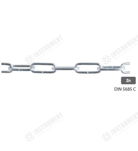 řetěz hospodářský 2x22mm / 80m dlouhý D2 DIN 5685 C Zn
