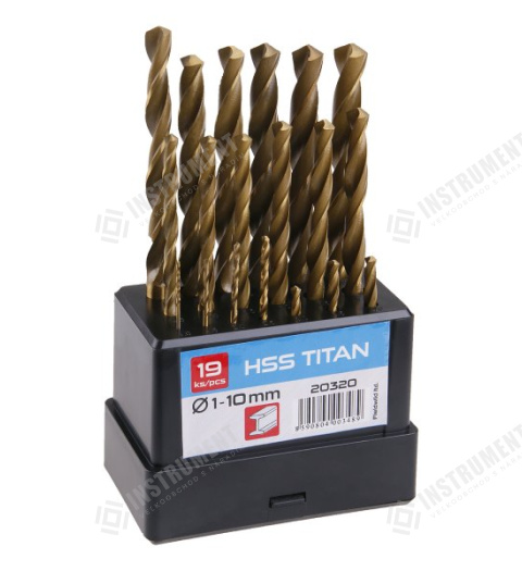 Sada HSS TITAN vrtáků 1-10mm (po 0.5mm) 19ks plast
